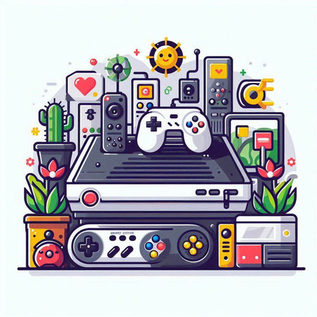 Videogame console. Video game console. Vector illustration.のイラスト素材