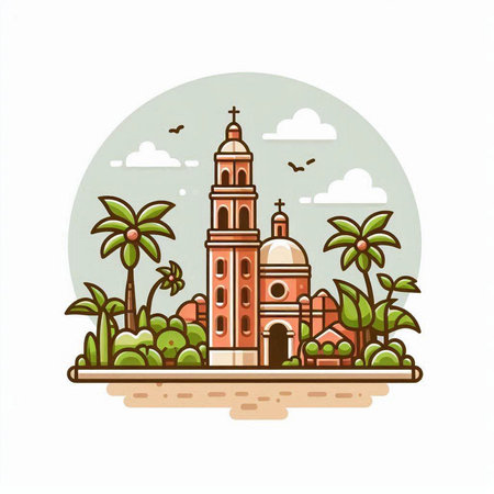 Church of St. Francis of Assisi in Rome, Italy. Vector illustrationのイラスト素材