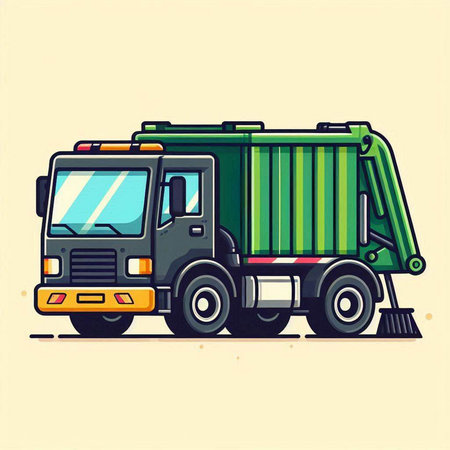 Garbage truck. Vector illustration of a garbage truck. Flat style.のイラスト素材