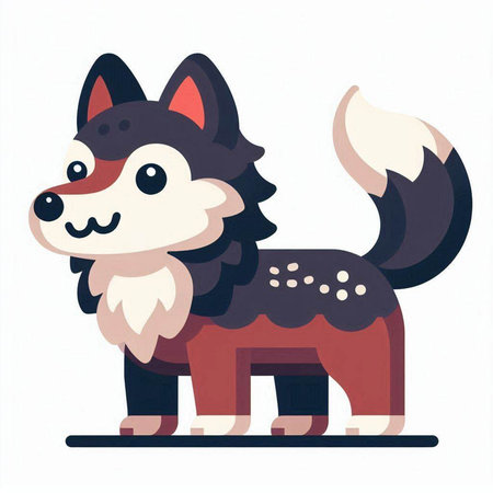 Siberian husky. Cute cartoon character. Vector illustration.のイラスト素材