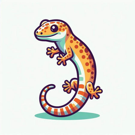 Cute gecko isolated on white background. Vector cartoon illustration.のイラスト素材
