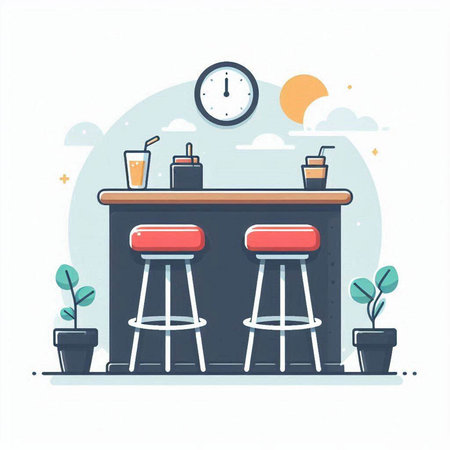 Illustration of bar counter in flat design style. Vector illustration.のイラスト素材