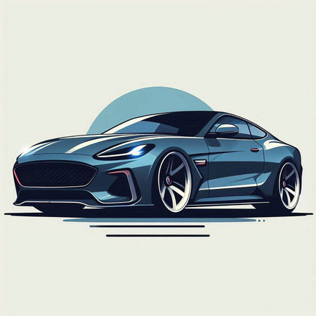 Sketch of a sports car. Vector illustration in retro styleのイラスト素材