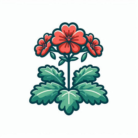 Geranium flower icon isolated on white background. Hand drawn vector illustration.のイラスト素材