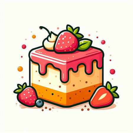 Strawberry cake icon. Vector illustration isolated on white background.のイラスト素材