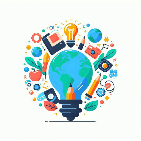 Flat design modern vector illustration concept of creative thinking, inspiration, brainstorming, innovative solutions.のイラスト素材