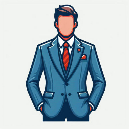Businessman in suit. Vector illustration of a businessman in a suit.のイラスト素材