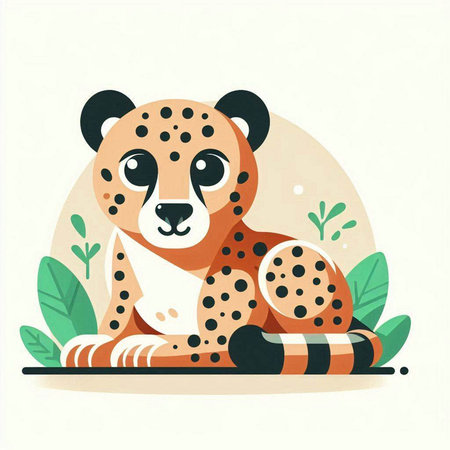 Vector illustration of a cute cheetah. Cute cartoon animal.のイラスト素材