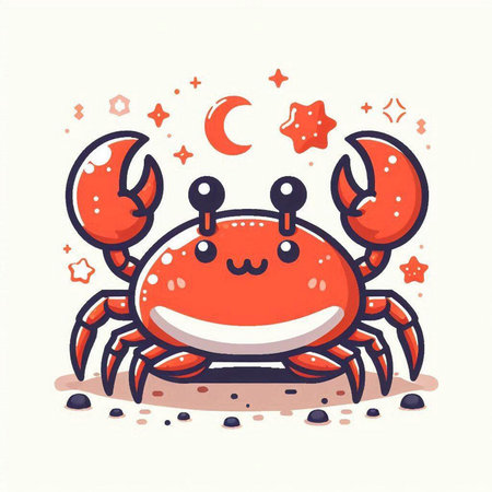 Cute cartoon crab. Vector illustration isolated on a white background.のイラスト素材