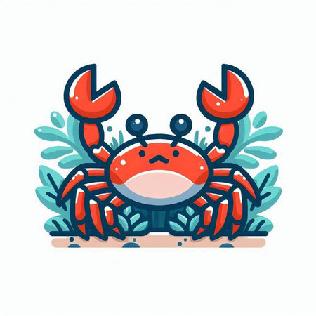 Crab icon. Vector illustration of sea animal. Seafood symbol.のイラスト素材