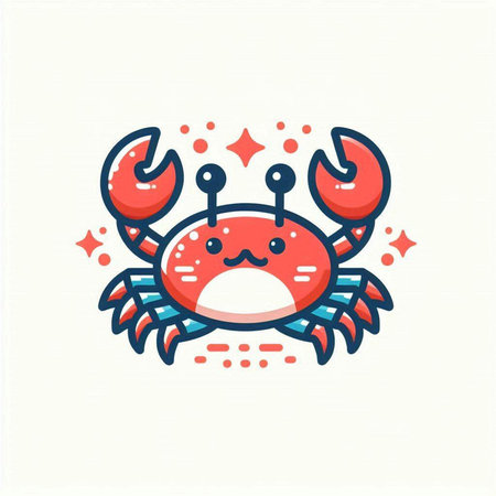 Cute crab icon. Vector illustration, flat design. Isolated on white backgroundのイラスト素材
