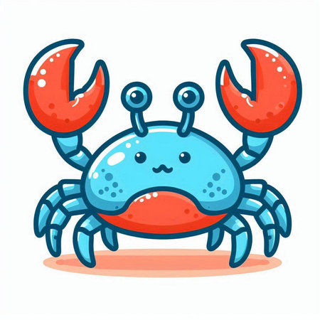 Cute cartoon blue crab isolated on white background. Vector illustration.のイラスト素材