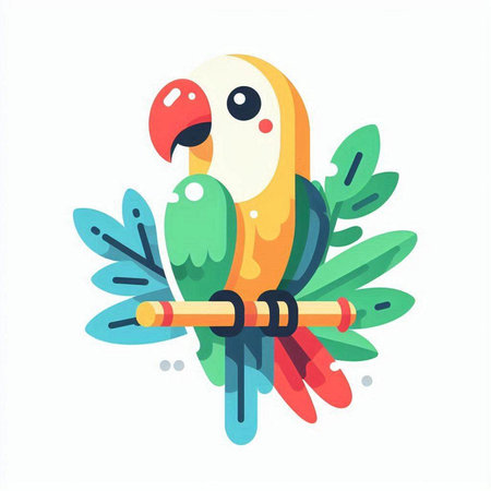 Cute parrot. Vector illustration in cartoon style. Colorful parrot.のイラスト素材