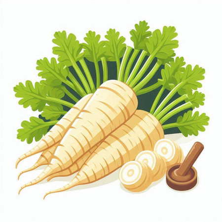 Carrots with green leaves on a white background. Vector illustration.のイラスト素材