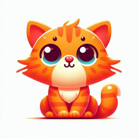 Cute Cartoon Red Cat Isolated on White Background. Vector Illustrationのイラスト素材