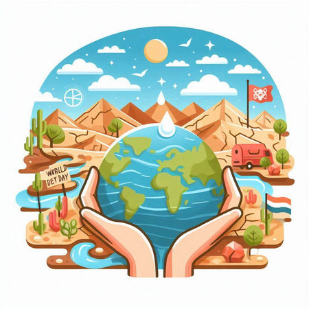 World Environment Day. Vector illustration of hands holding the planet Earth.のイラスト素材