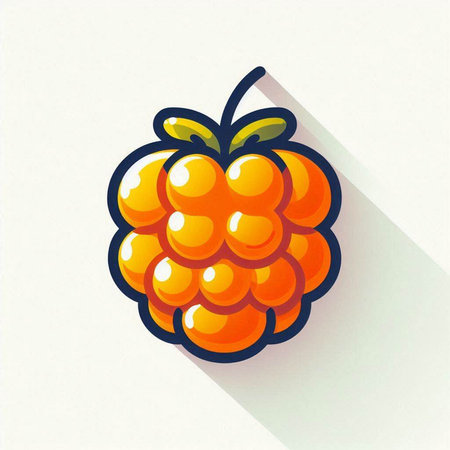 Raspberry fruit icon, vector illustration. Flat design style with long shadow.のイラスト素材