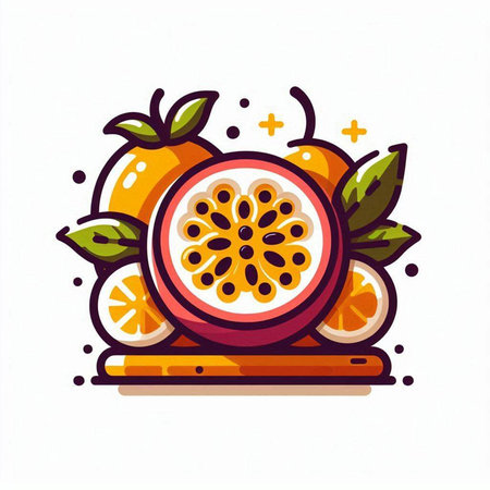 Passion fruit icon. Isolated on white background. Vector illustration.のイラスト素材