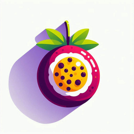 Passion fruit vector illustration. Isolated on a white background.のイラスト素材