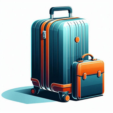Suitcases on wheels isolated on white background. Vector illustration.のイラスト素材
