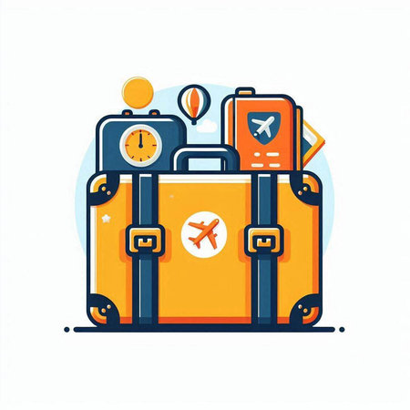 Travel suitcase. Vector illustration in flat style. Travel and tourism.のイラスト素材