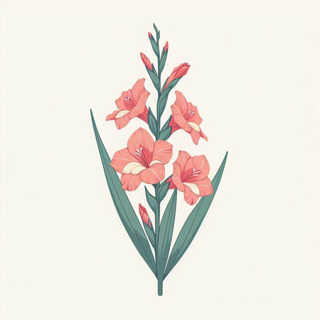 Gladiolus. Hand drawn vector illustration. Isolated on white background.のイラスト素材