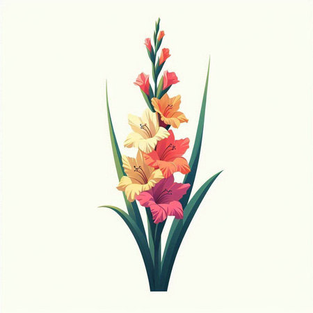 Gladiolus flower on a white background. Vector illustration.のイラスト素材