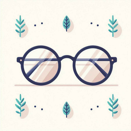 Trendy flat vector illustration of eyeglasses. Minimal trendy design.のイラスト素材