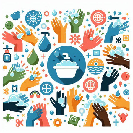 Coronavirus prevention concept. Washing hands. Vector illustrationのイラスト素材