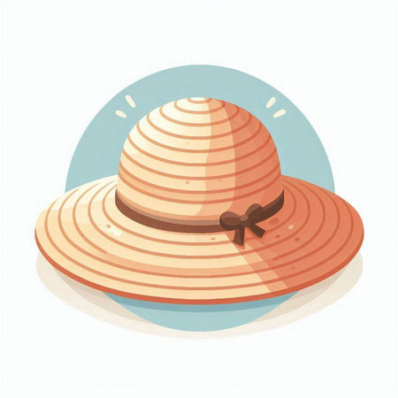 Illustration of a summer hat on a white background. Vector illustrationのイラスト素材