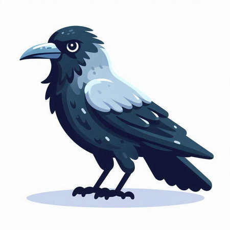 Crow on white background. Vector illustration in a flat style.のイラスト素材