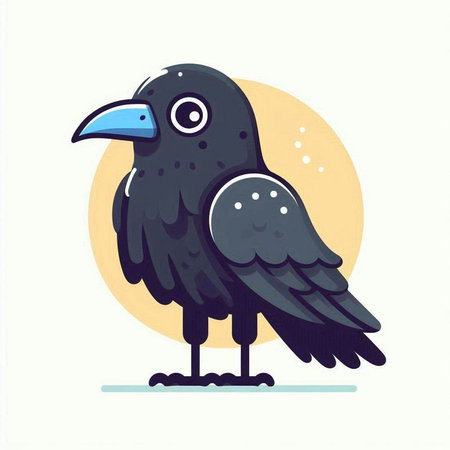 Cute crow. Vector illustration in cartoon style. Cute bird.のイラスト素材