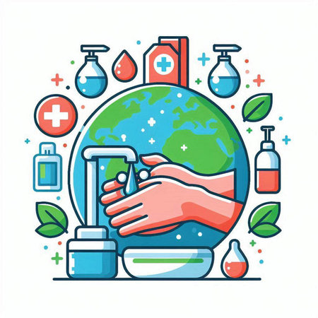 Hand sanitizer. Hygiene and cleanliness. Vector illustrationのイラスト素材