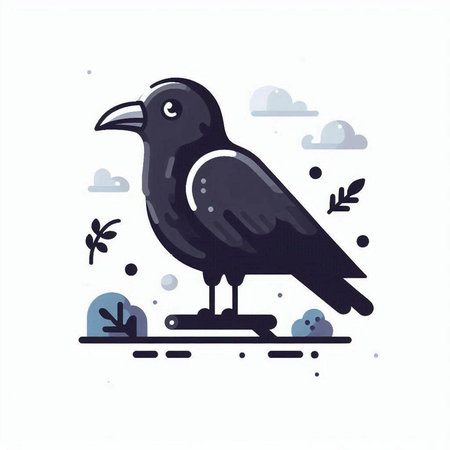 Crow. Vector illustration in flat style. Cute animal.のイラスト素材
