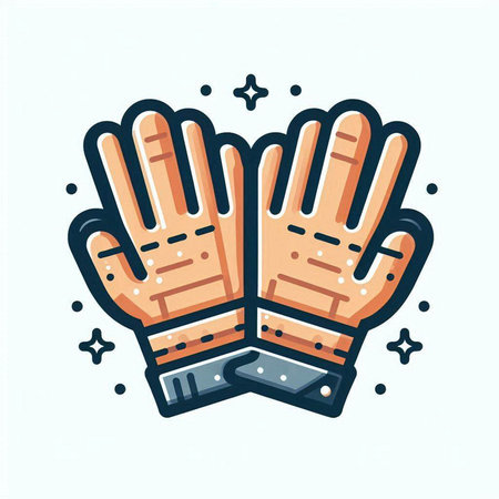 Hockey gloves isolated on a white background. Vector linear illustration.のイラスト素材