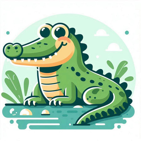 Cute crocodile cartoon vector illustration. Cute crocodile character.のイラスト素材