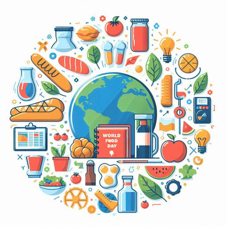 Healthy food and nutrition concept. Vector illustration in circle with thin line icons.のイラスト素材