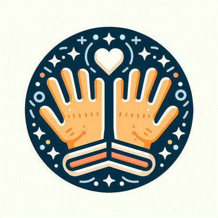 Gymnastic gloves with heart in circle. Vector illustration.のイラスト素材