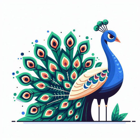 Peacock with beautiful feathers. Peacock vector illustration.のイラスト素材