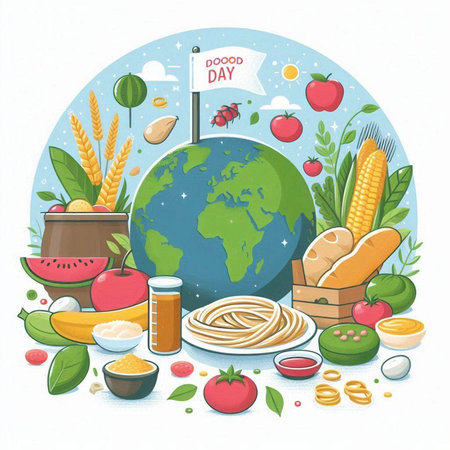 World food day concept. Vector illustration of world food day concept.のイラスト素材