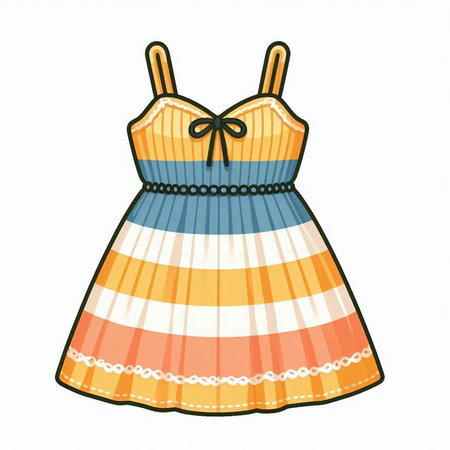 Illustration of a cute summer dress isolated on a white background.のイラスト素材