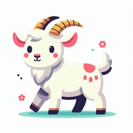 Cute cartoon goat character. Vector illustration in a flat style.のイラスト素材