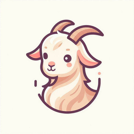 Cute cartoon goat. Vector illustration isolated on a white background.のイラスト素材