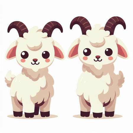 Cute cartoon sheep. Vector illustration isolated on a white background.のイラスト素材