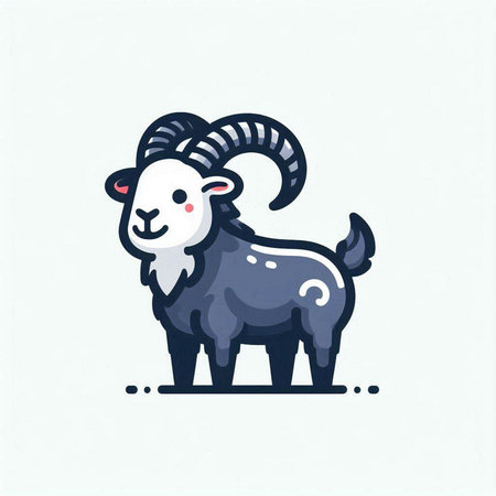 Vector illustration of a cute cartoon goat on a white background. Cute animal.のイラスト素材