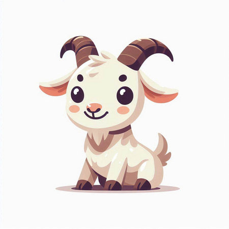 Cute cartoon goat. Vector illustration isolated on a white background.のイラスト素材