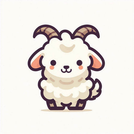 Cute sheep cartoon vector illustration. Cute cartoon sheep character.のイラスト素材