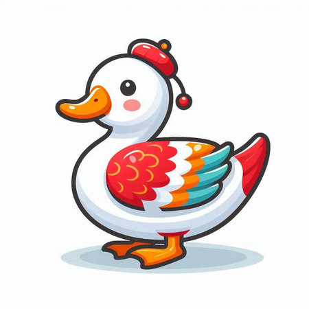 Cute cartoon duck isolated on a white background. Vector illustration.のイラスト素材