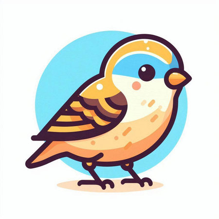Cute little bird. Hand drawn vector illustration in cartoon style.のイラスト素材