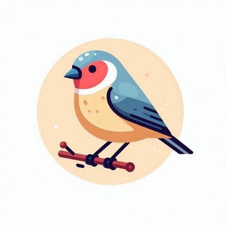 Bullfinch on the branch. Vector illustration in flat style.のイラスト素材